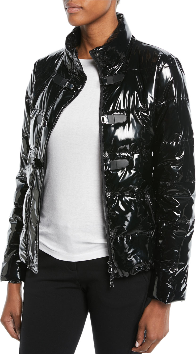 Emporio Armani Shiny Quilted Puffer Jacket w/ Hook Closure