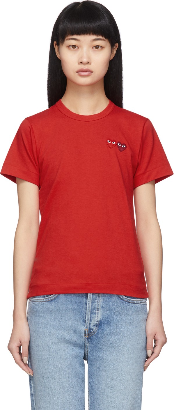 Comme Des Garcons PLAY Red Twin Heart T-Shirt