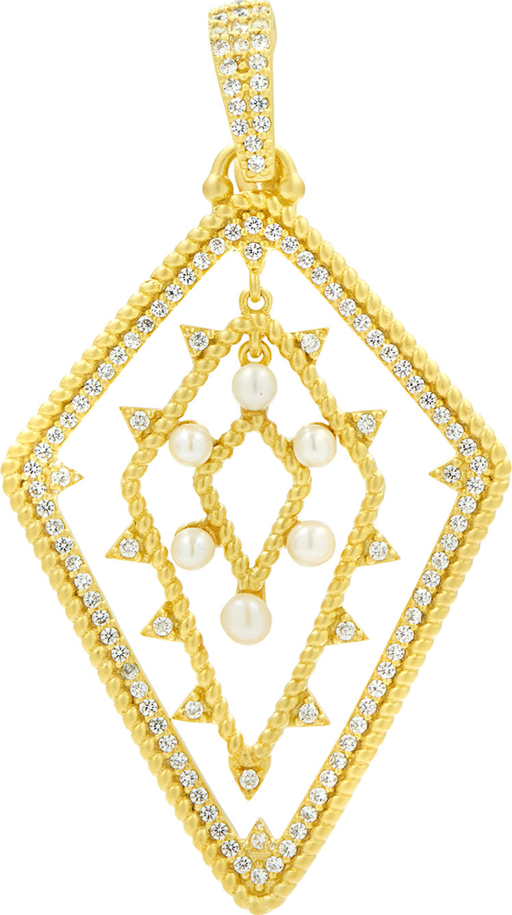 Freida Rothman Textured Cubic Zirconia Pearl Orbit Pendant
