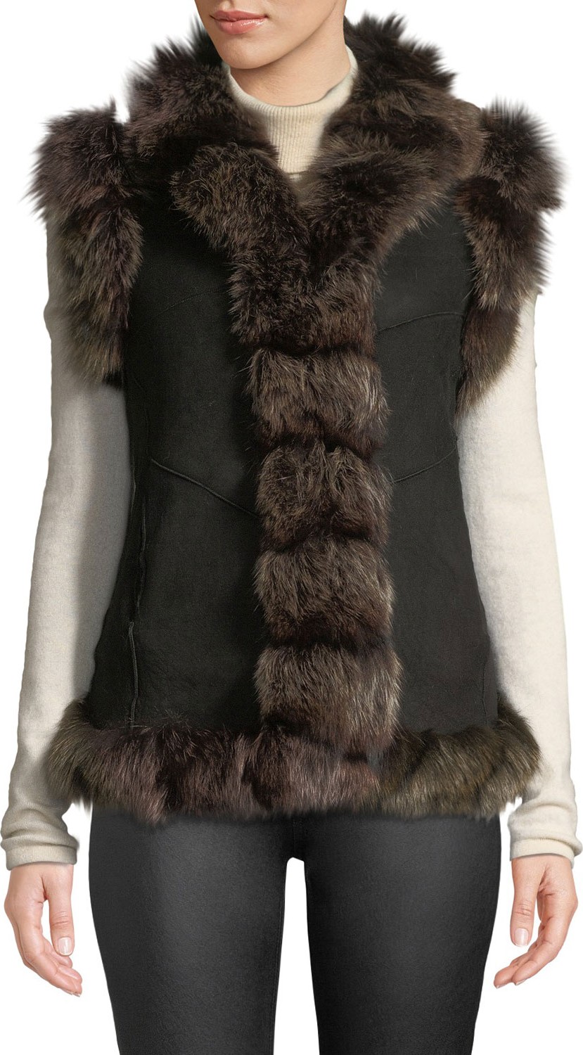 Belle Fare Suede Fur-Trim Vest