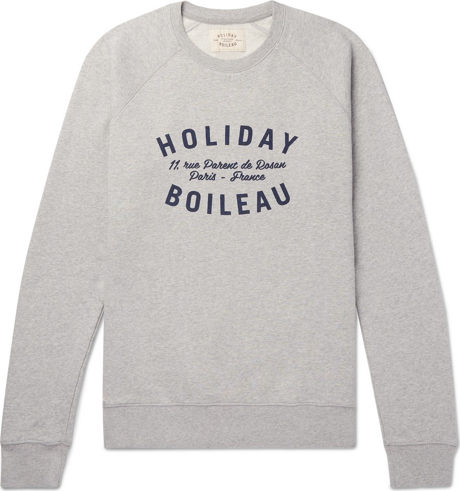 Holiday Boileau Slim-Fit Logo-Print Mélange Fleece-Back Cotton-Jersey Sweatshirt