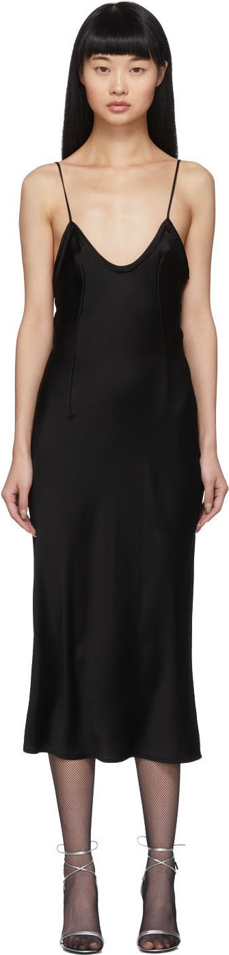 Saint Laurent Black Satin Slip Dress