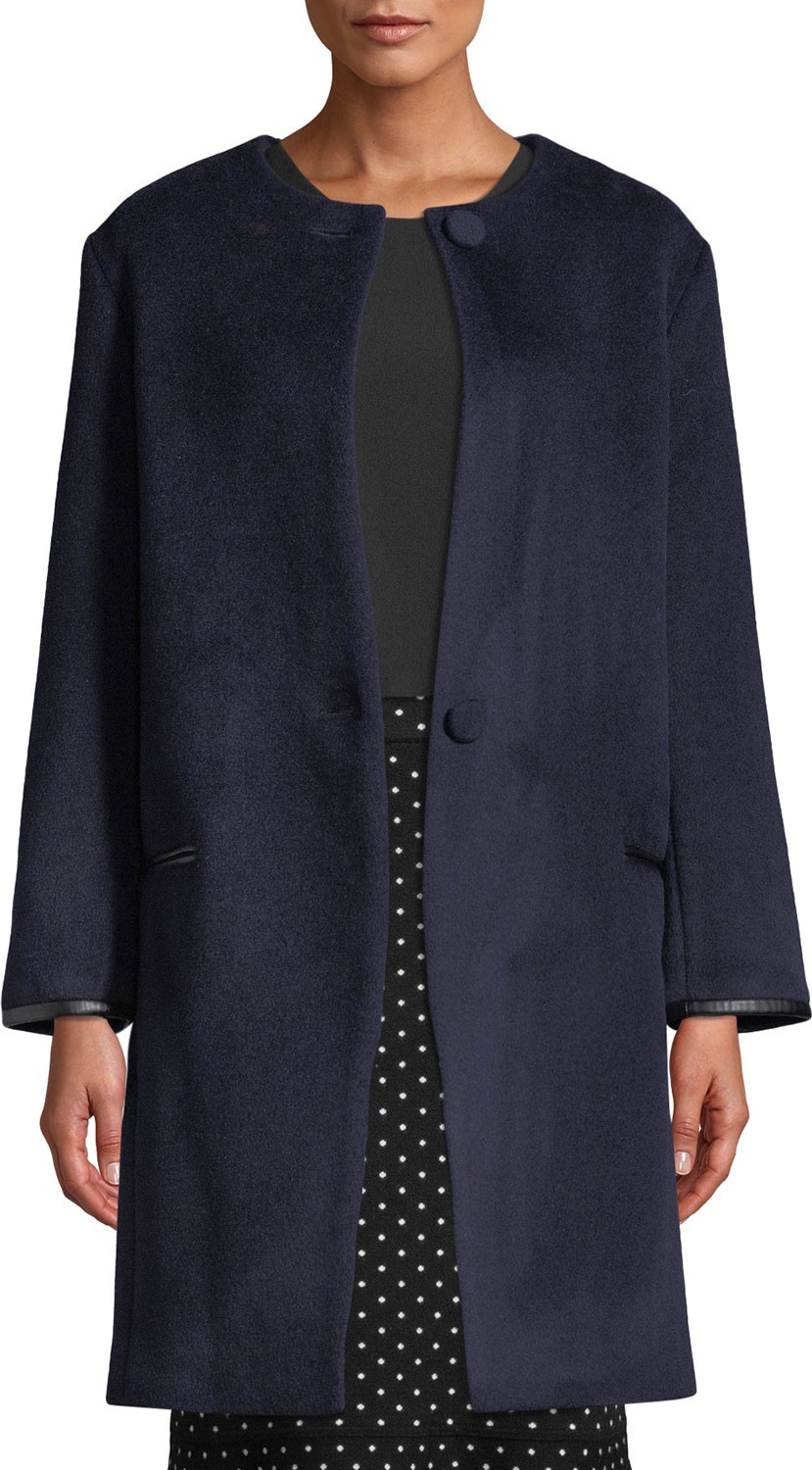 Club Monaco Gabita Collarless Two-Button Wool Coat