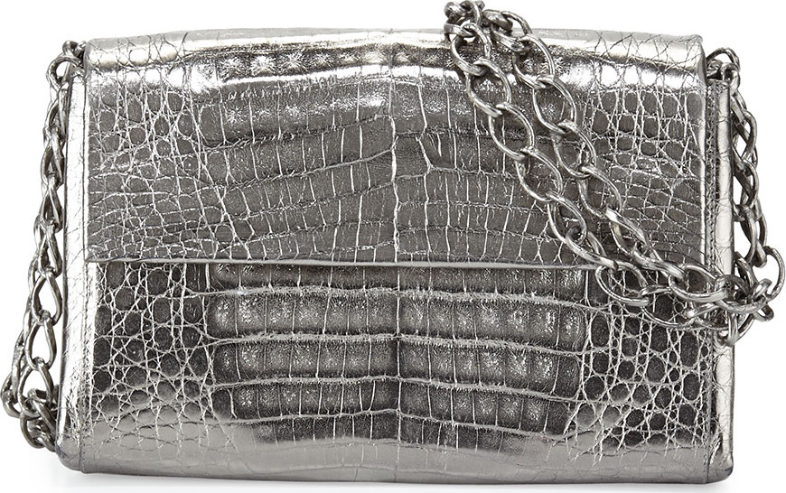 Nancy Gonzalez Crocodile Small Chain-Strap Shoulder Bag, Anthracite