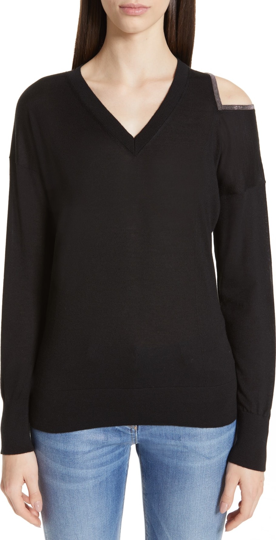 Fabiana Filippi Cold Shoulder Cashmere & Silk Sweater