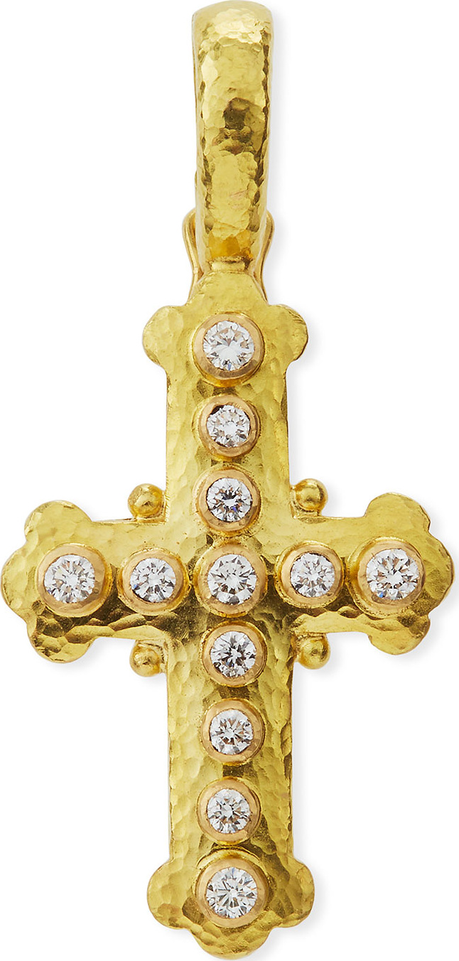 Elizabeth Locke 19k Gold Diamond Byzantine Cross Pendant
