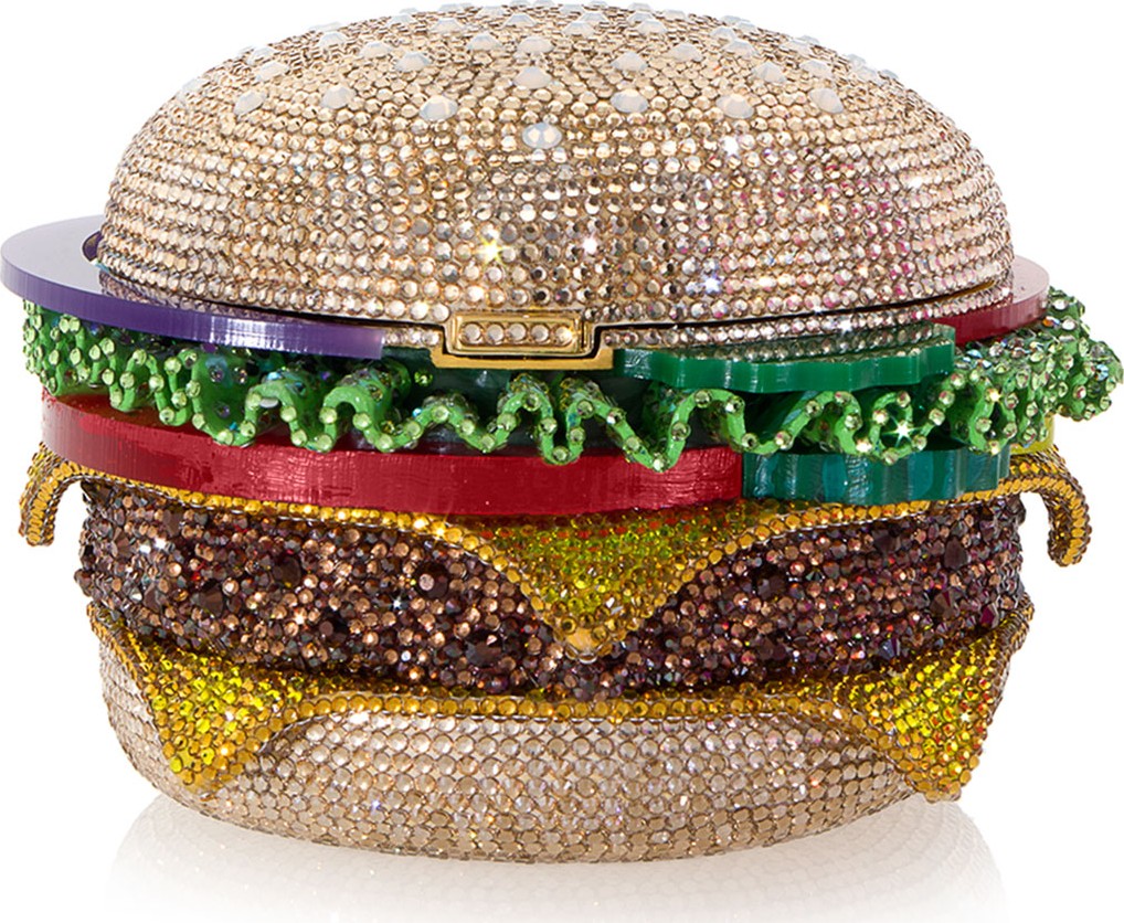 Judith Leiber Hamburger Crystal Clutch Bag