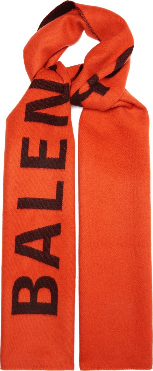 Balenciaga Logo-intarsia wool scarf