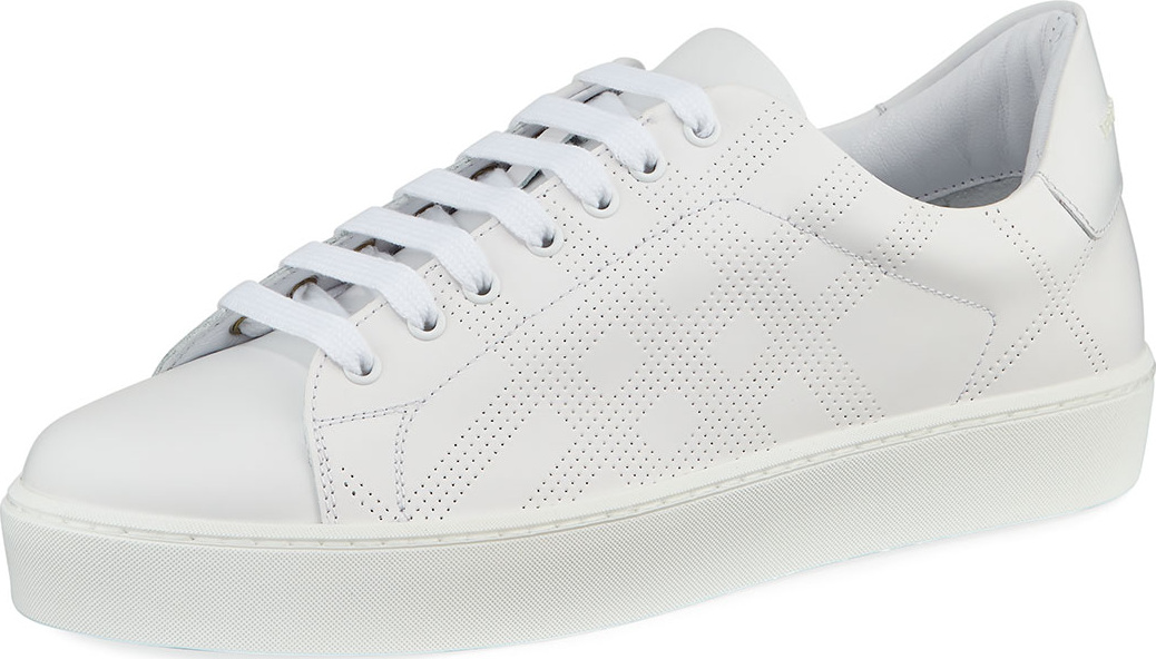 Burberry London England Westford Perforated Leather Low-Top Sneakers, White