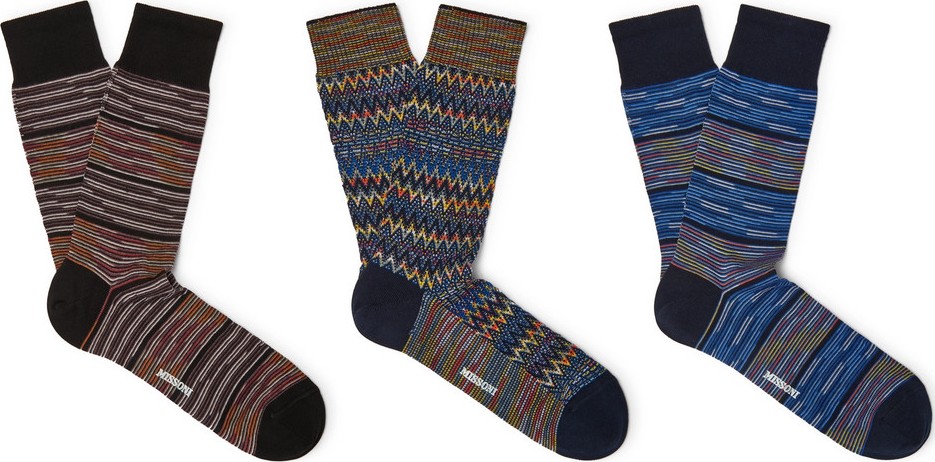 Missoni Three-Pack Crochet-Knit Cotton-Blend Socks
