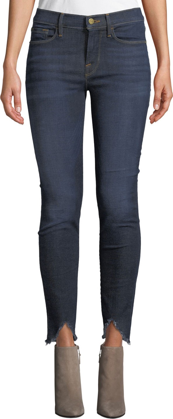 FRAME DENIM Le High Skinny Ankle Jeans with Chewed Hem