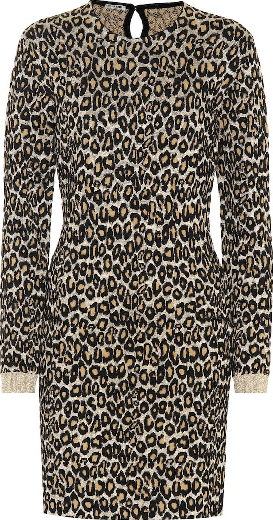 Miu Miu Leopard-print wool-blend dress