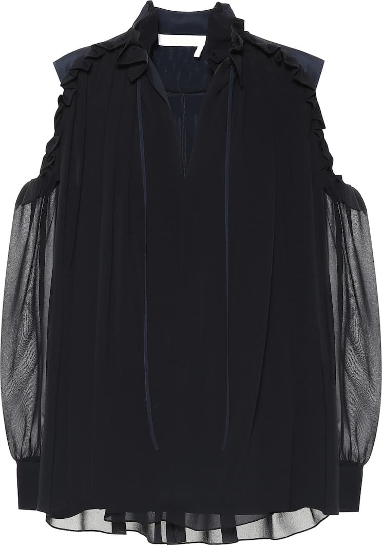 Chloe Silk cold-shoulder blouse
