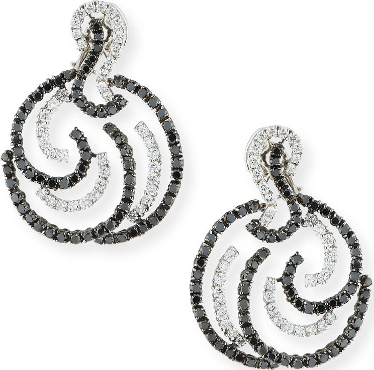 Andreoli 18k White Gold Black & White Diamond Earrings