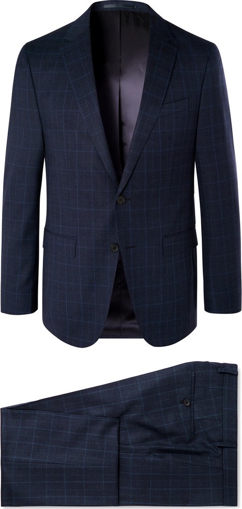 HUGO BOSS Navy Novan/Ben Checked Super 130s Virgin Wool Suit