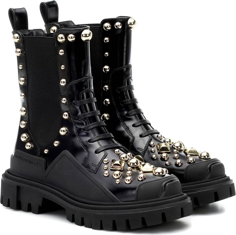 Dolce & Gabbana Studded leather ankle boots