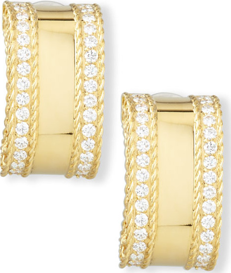 Roberto Coin Princess 18K Yellow Gold Diamond Bar Earrings