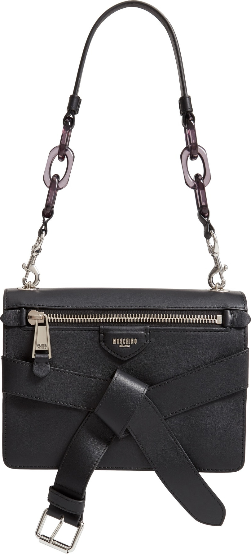 Moschino Belt Leather Shoulder Bag