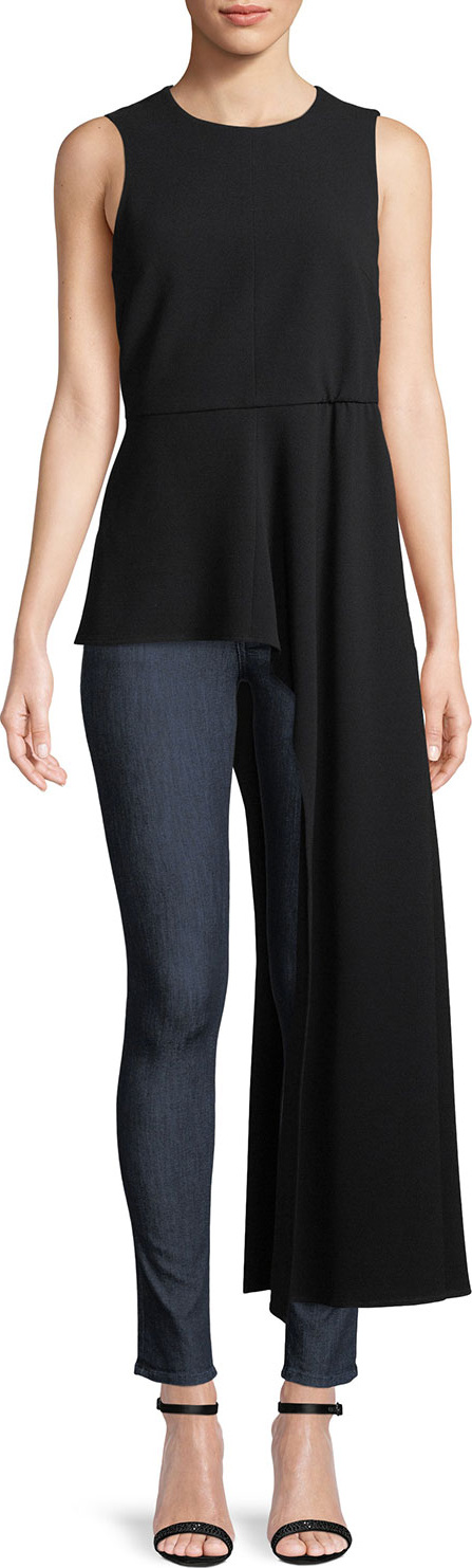 Tibi Sleeveless Draped Crewneck Top