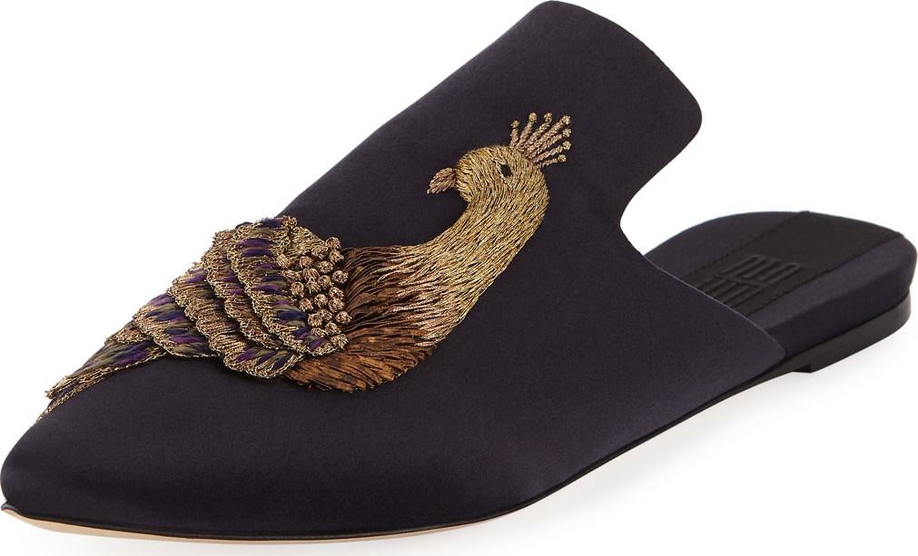 Sanayi 313 Pavone Flat Embroidered Mules