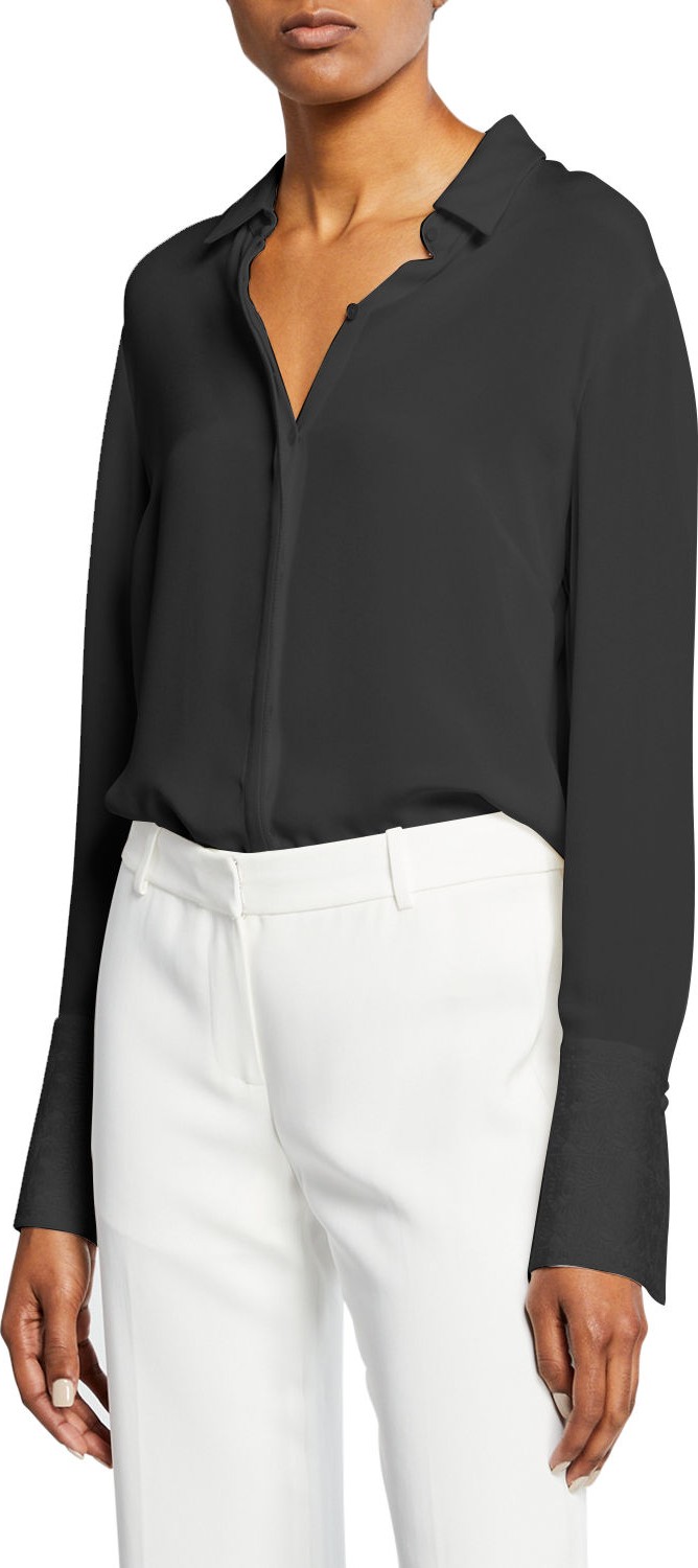 KOBI HALPERIN Rue Button-Front Silk Blouse