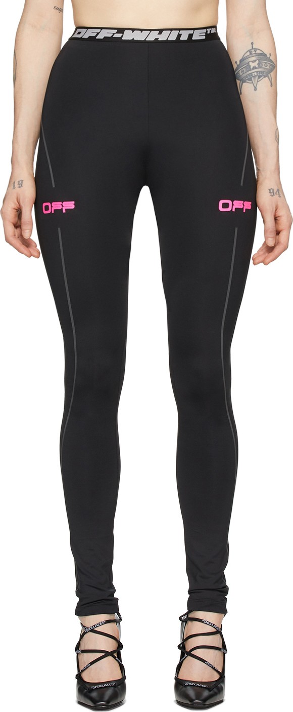Off White Black & Pink 'Off' Active Leggings