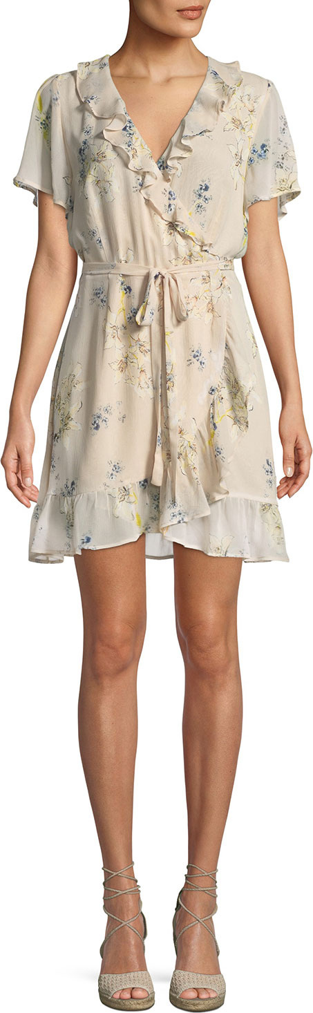 PAIGE Cardamom Floral Silk Wrap Dress