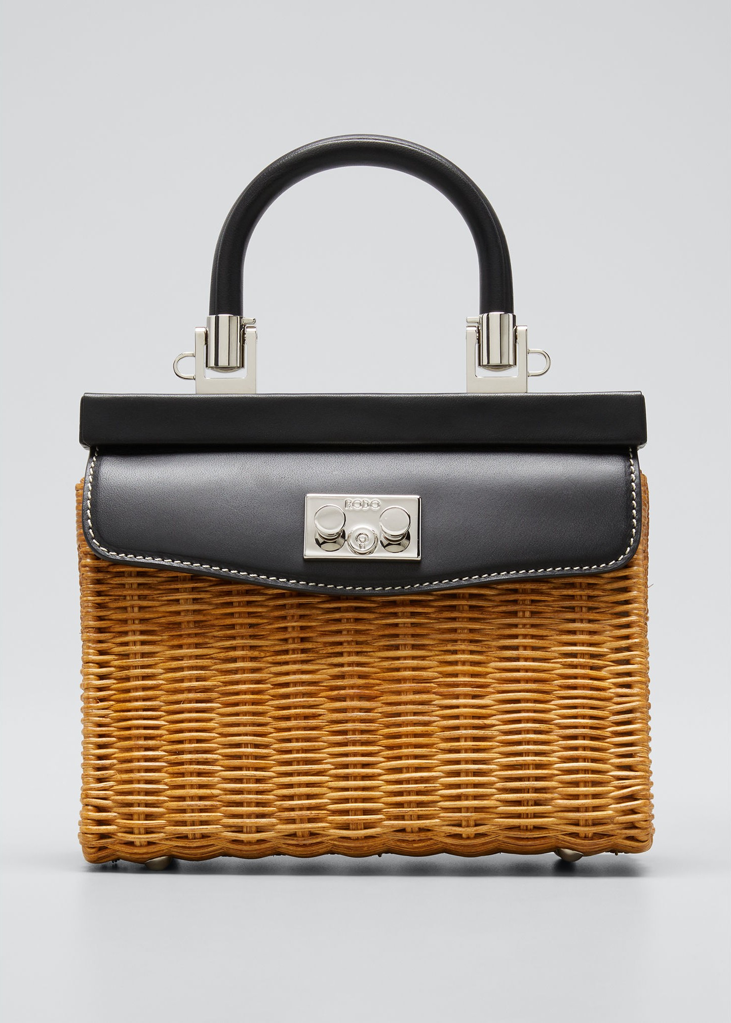RODO Paris Mini Wicker Top-Handle Bag