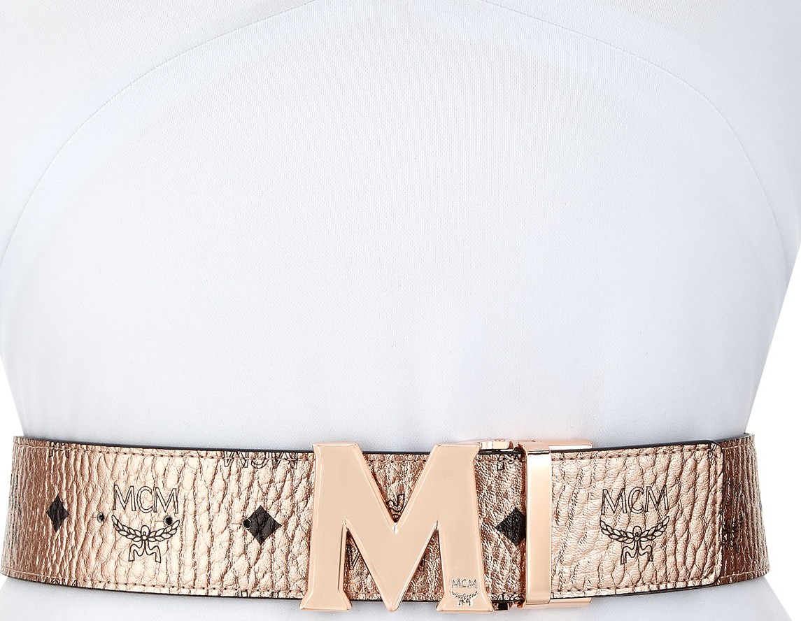 MCM Claus Metallic Visetos Reversible M-Buckle Belt