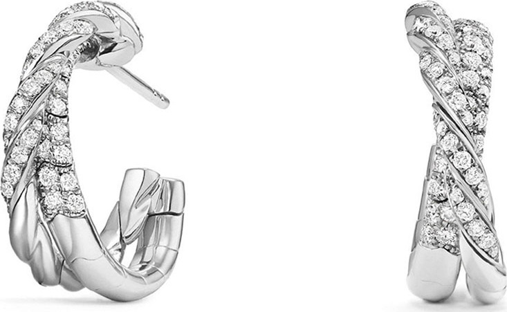 David Yurman 18k Pavéflex Diamond Hoop Earrings, 1.0tcw