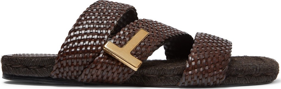 TOM FORD Grafton Woven Leather Slides