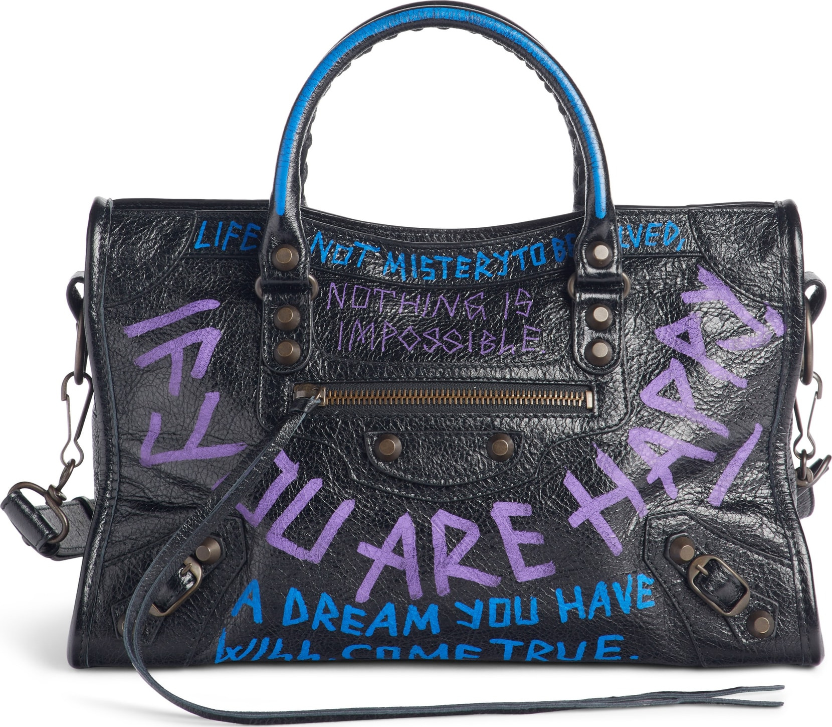 Balenciaga Small Classic City Graffiti Leather Tote