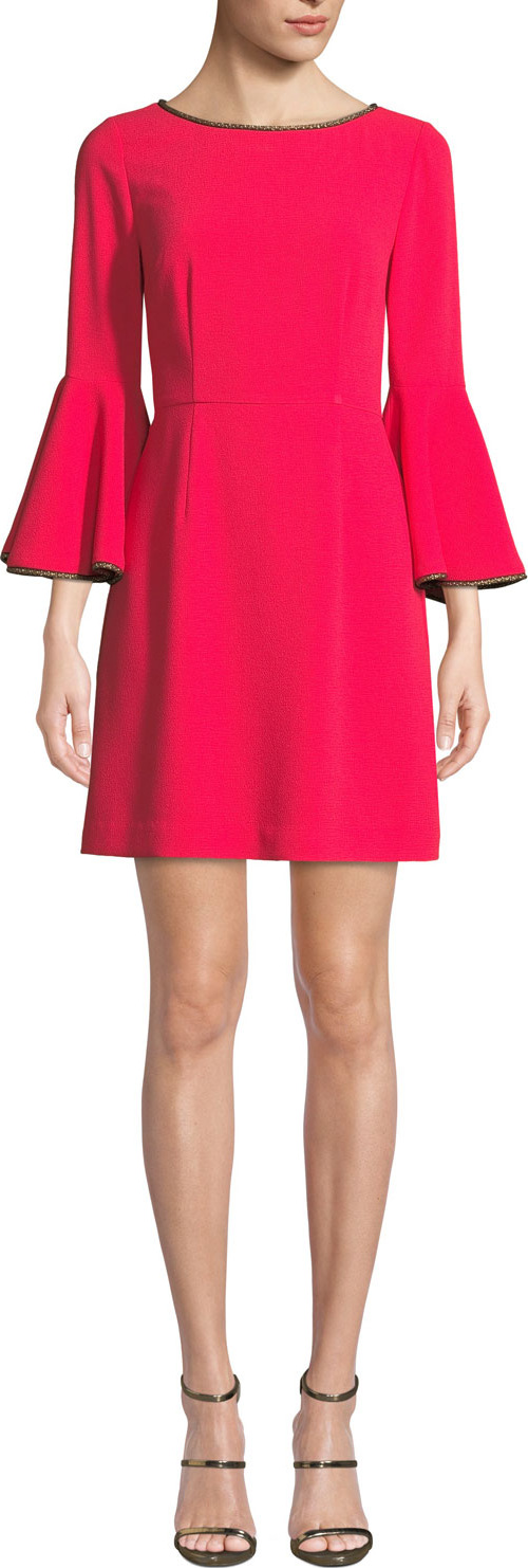 Trina Turk Bromely Trumpet-Sleeve Mini Dress