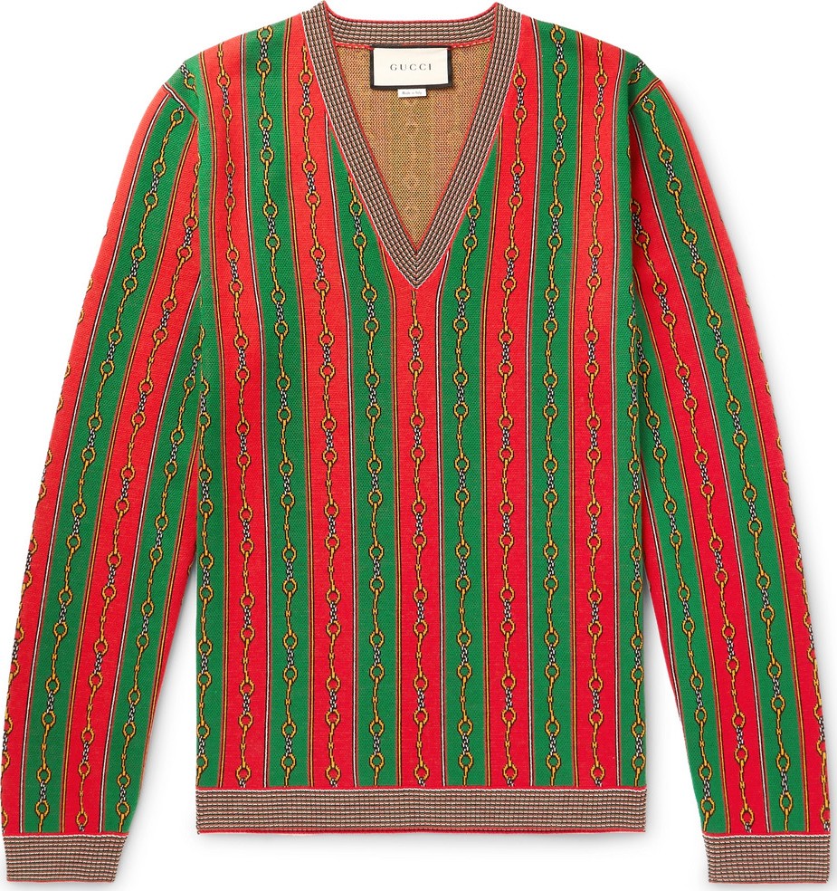Gucci Cotton, Wool and Cashmere-Blend Jacquard Sweater