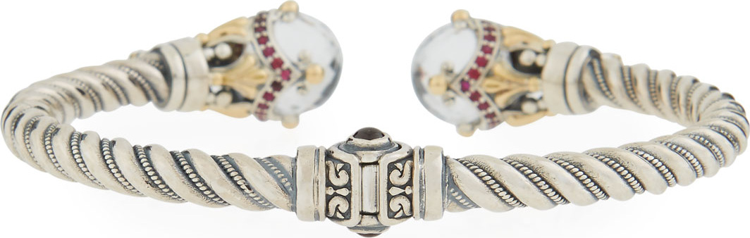 Konstantino Fluted Crystal Corundum & Garnet Kick Cuff Bracelet