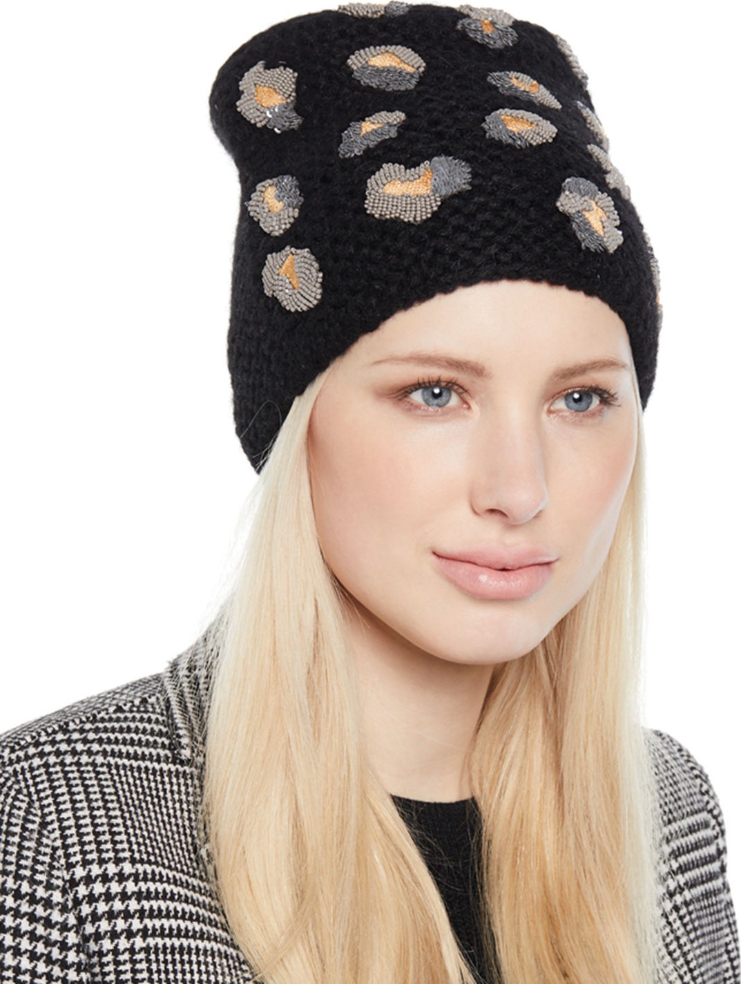 Jennifer Behr Bengal Knit Embellished Beanie Hat