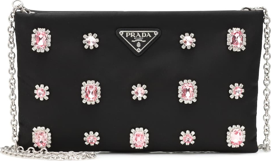 Prada Embellished nylon shoulder bag