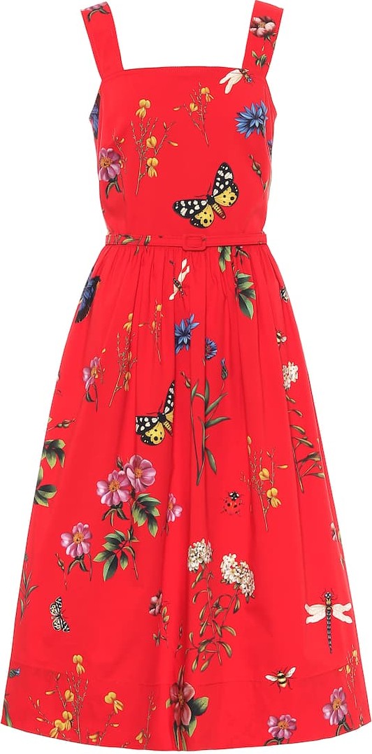 Oscar De La Renta Floral stretch-cotton dress