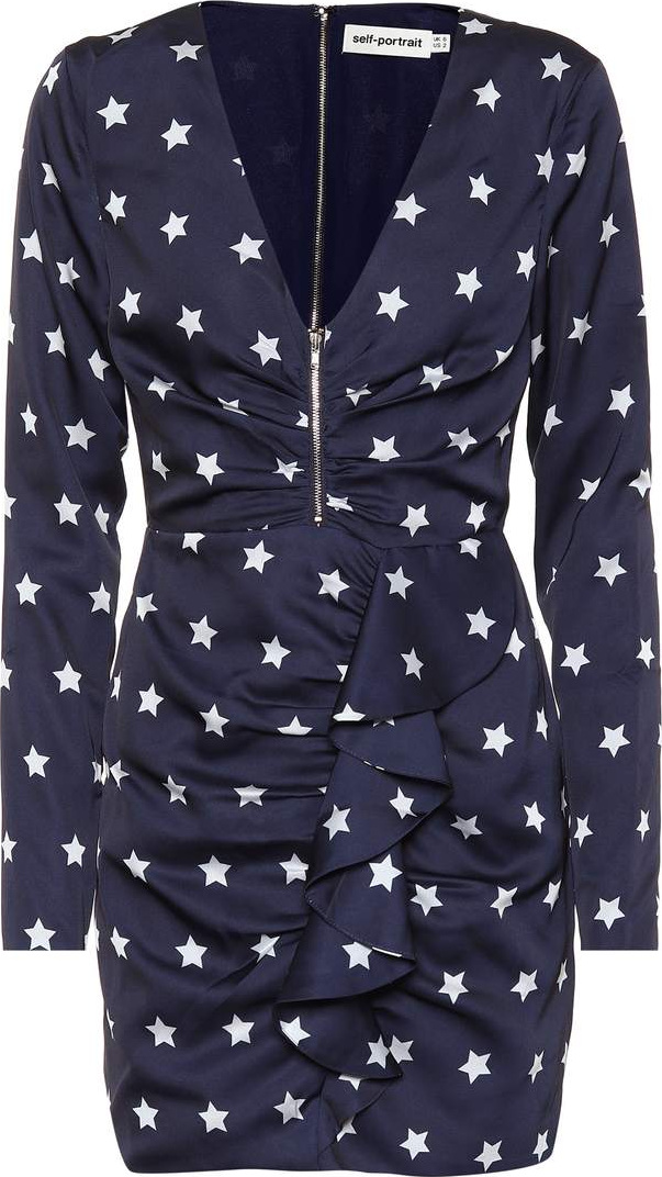 Self Portrait Printed satin minidress