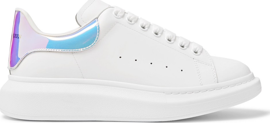 Alexander McQueen Exaggerated-Sole Iridescent-Trimmed Leather Sneakers