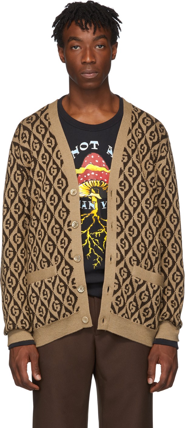 Gucci Brown G Rhombus Cardigan
