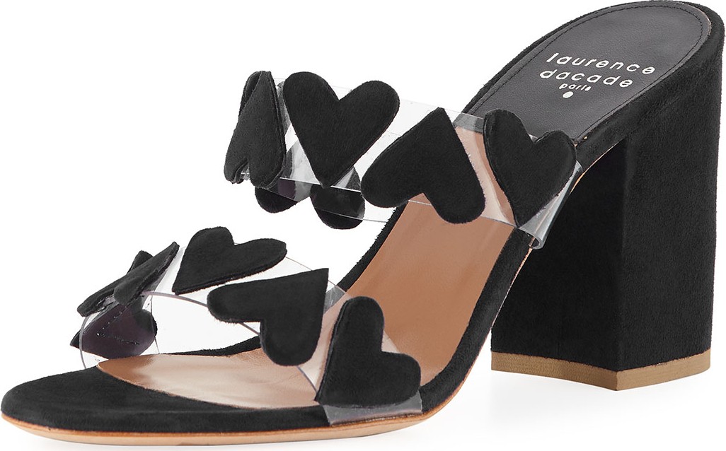 Laurence Dacade Tara 85mm Heart See-Through Slide Sandals