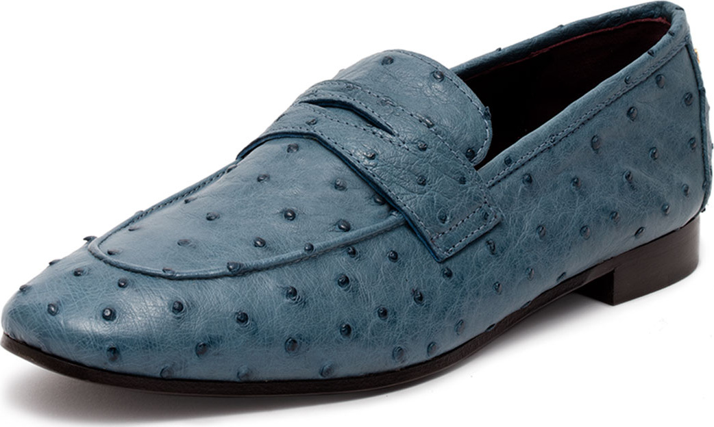 Bougeotte Flaneur Ostrich Penny Loafers, Blue
