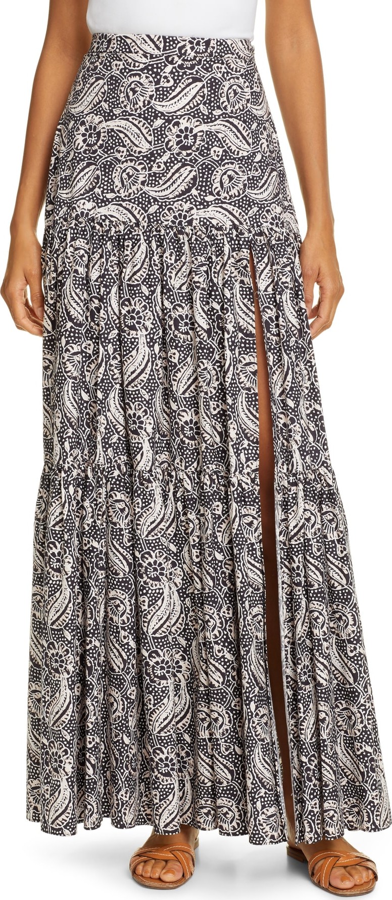 Veronica Beard Serence Batik Print Cotton Maxi Skirt