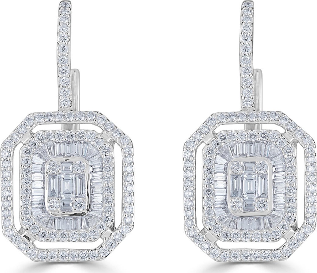 ZYDO 18k Mosaic Mixed-Cut Drop Earrings. 1.98tcw