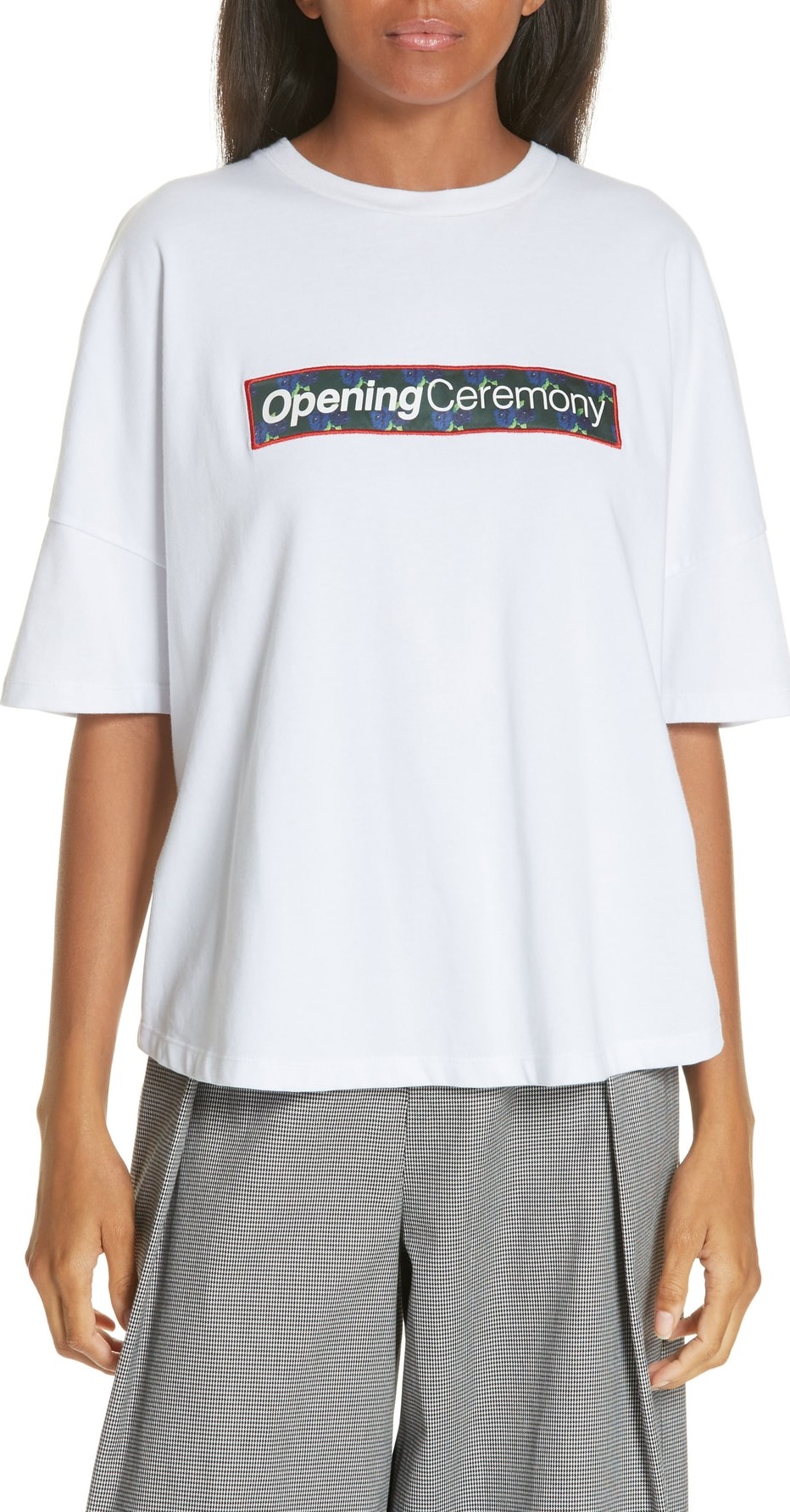 Opening Ceremony Floral Box Logo Gathered Tee