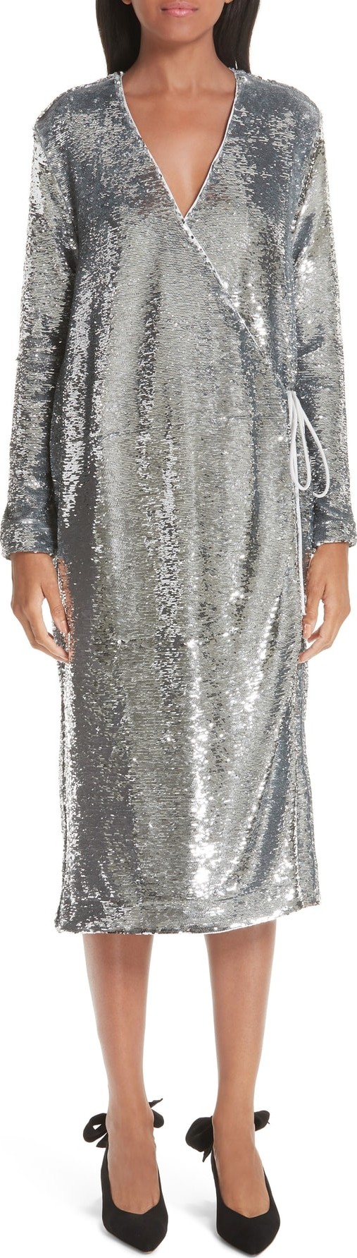 Ganni Sonora Sequin Wrap Dress