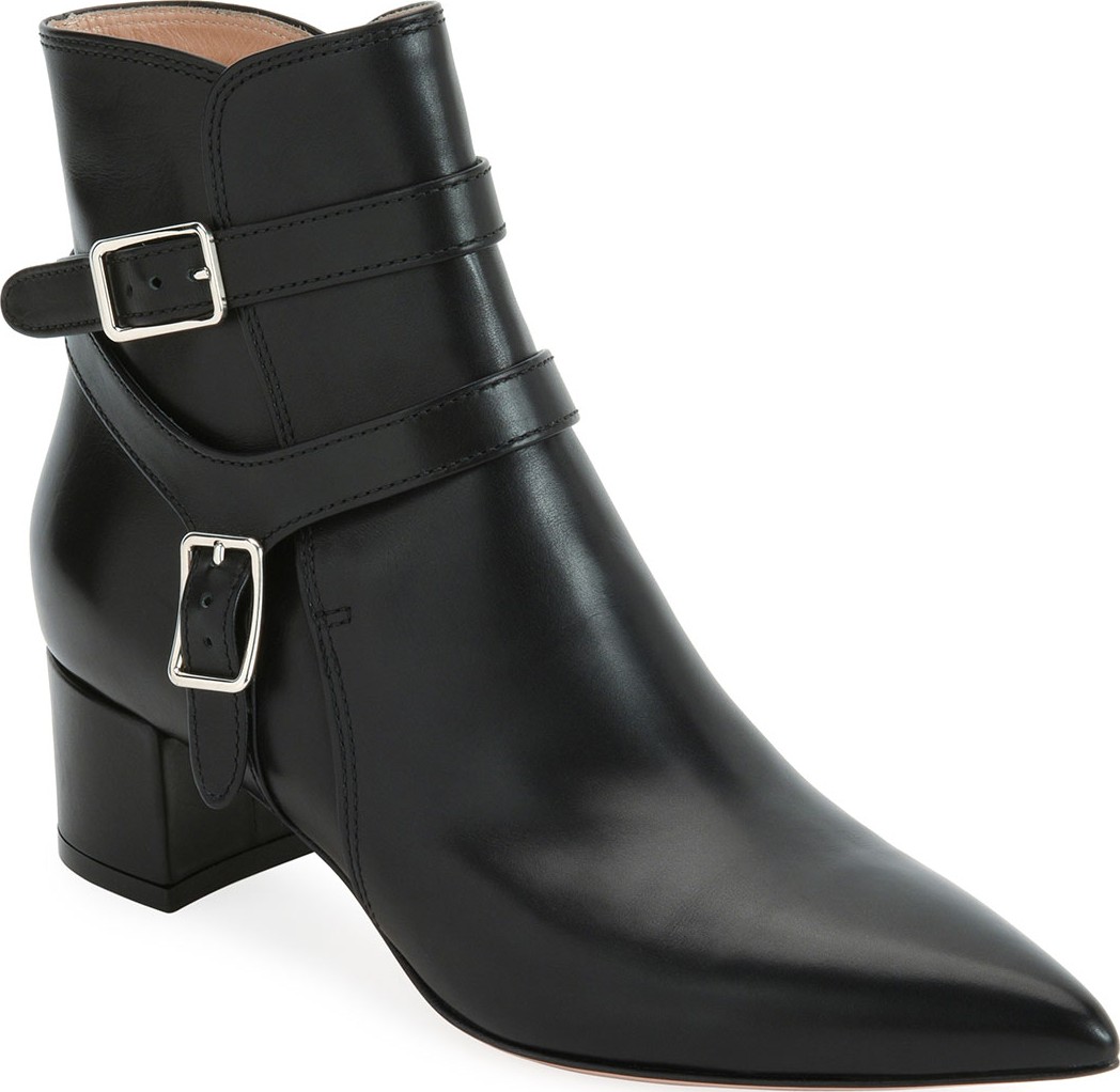 Gianvito Rossi Leather Booties with Belt Detail