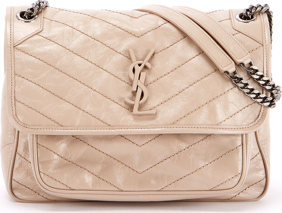 Saint Laurent Niki Medium Monogram YSL Shiny Waxy Quilted Shoulder Bag