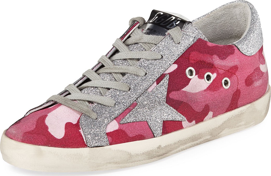 Golden Goose Deluxe Brand Superstar Glittered Camo Low-Top Sneakers